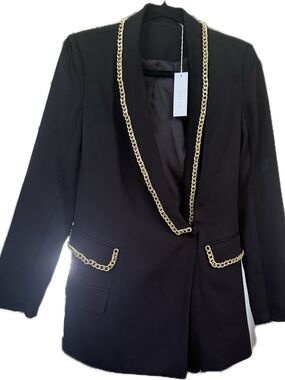 NWT, Anne fontaine divers Chain-Trim longline Blazer, VIP $1550 sz small, RARE